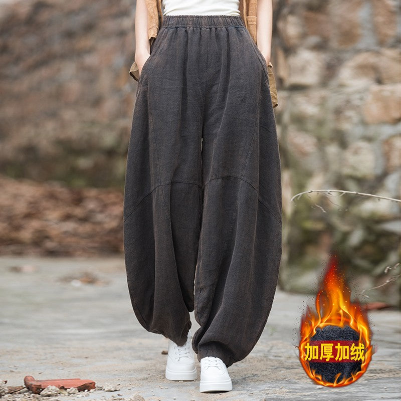 Women's Cotton Loose Wide Leg Pants, Vintage Yoga Pants with Elastic Waist Wide Leg Loose Wide Leg, StylishWomen's Cotton Loose Wide Leg Pants, Vintage Yoga Pants with Elastic Waist Wide Leg Loose Wide Leg, Stylish