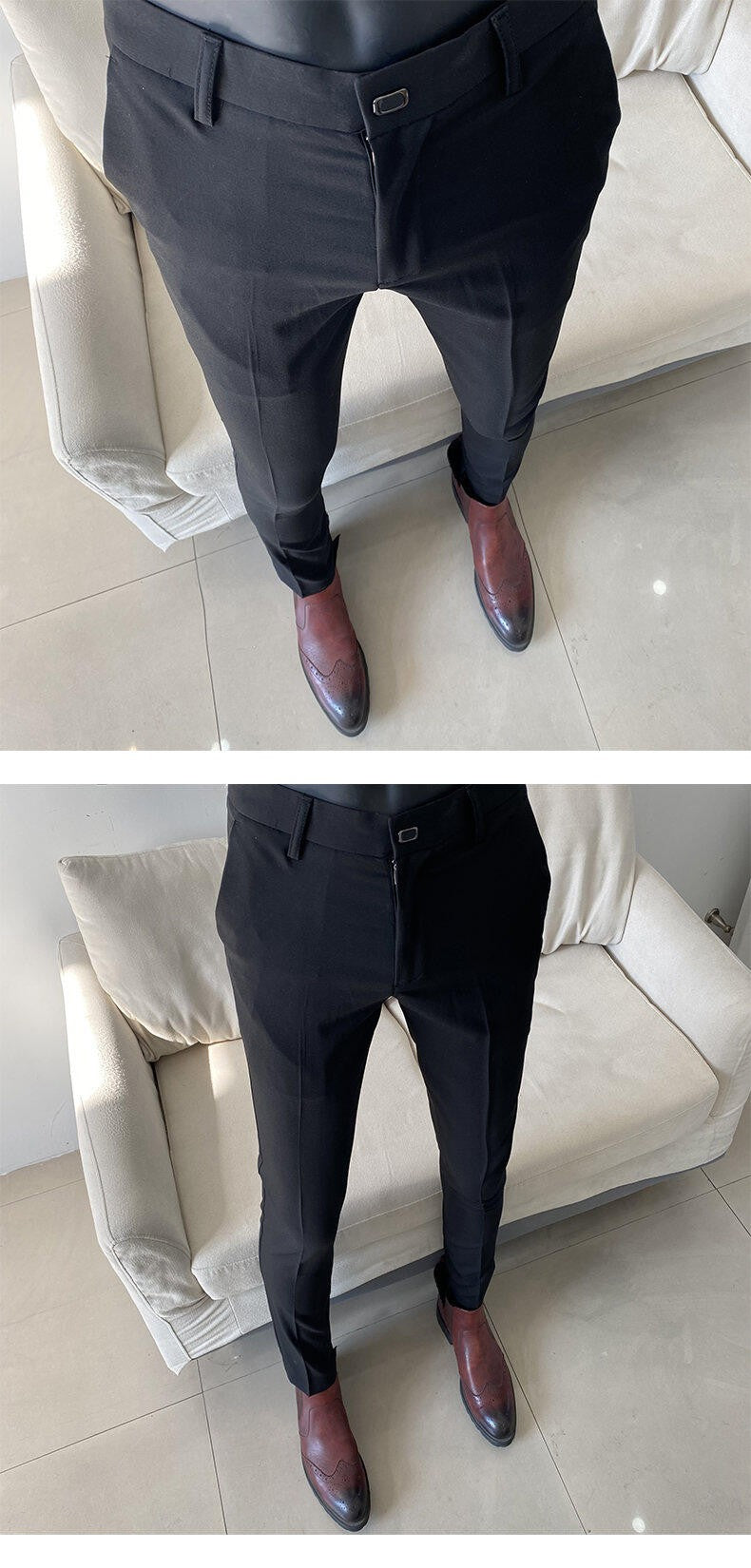 QUHNBGY Men's Slim-Fit Suit Pants