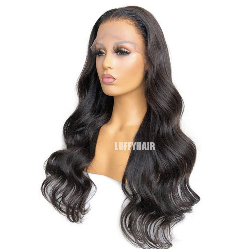 LUFFYHAIR Long Wavy Brazilian Remy Human Hair Wig