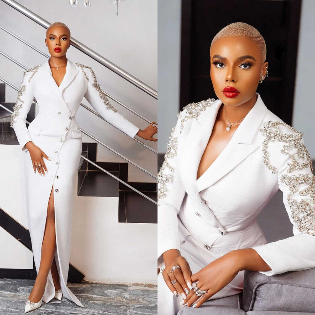 Luxury Beaded Women's Long Blazer Dress Slim Fit Floor Length High Slit Coat Formal Wear Custom Coat Evening Party OutfitsLuxury Beaded Women's Long Blazer Dress Slim Fit Floor Length High Slit Coat Formal Wear Custom Coat Evening Party Outfits