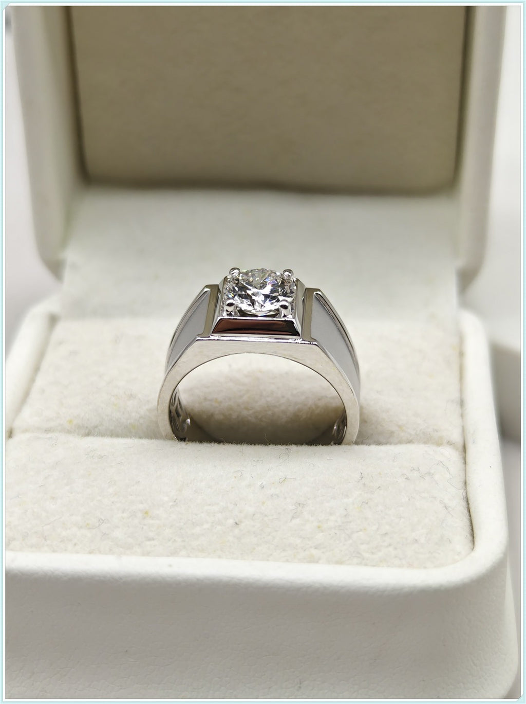 Wide Matte Men's Engagement Ring, Lab Diamond, CVD Platinum, 950 Ring, 18k White Gold, 1 Carat Men's Wedding RingWide Matte Men's Engagement Ring, Lab Diamond, CVD Platinum, 950 Ring, 18k White Gold, 1 Carat Men's Wedding Ring