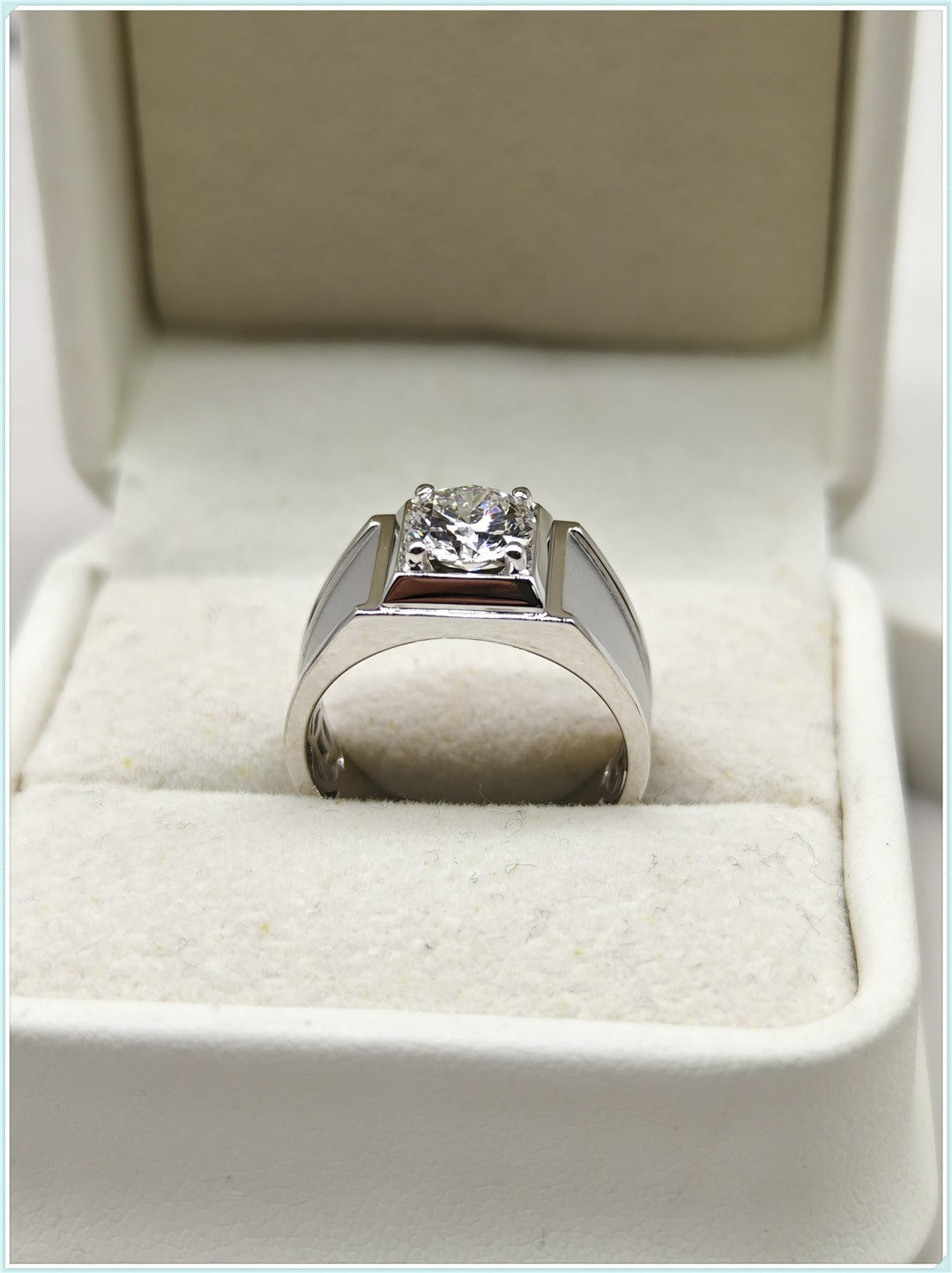 Wide Matte Men's Engagement Ring, Lab Diamond, CVD Platinum, 950 Ring, 18k White Gold, 1 Carat Men's Wedding RingWide Matte Men's Engagement Ring, Lab Diamond, CVD Platinum, 950 Ring, 18k White Gold, 1 Carat Men's Wedding Ring