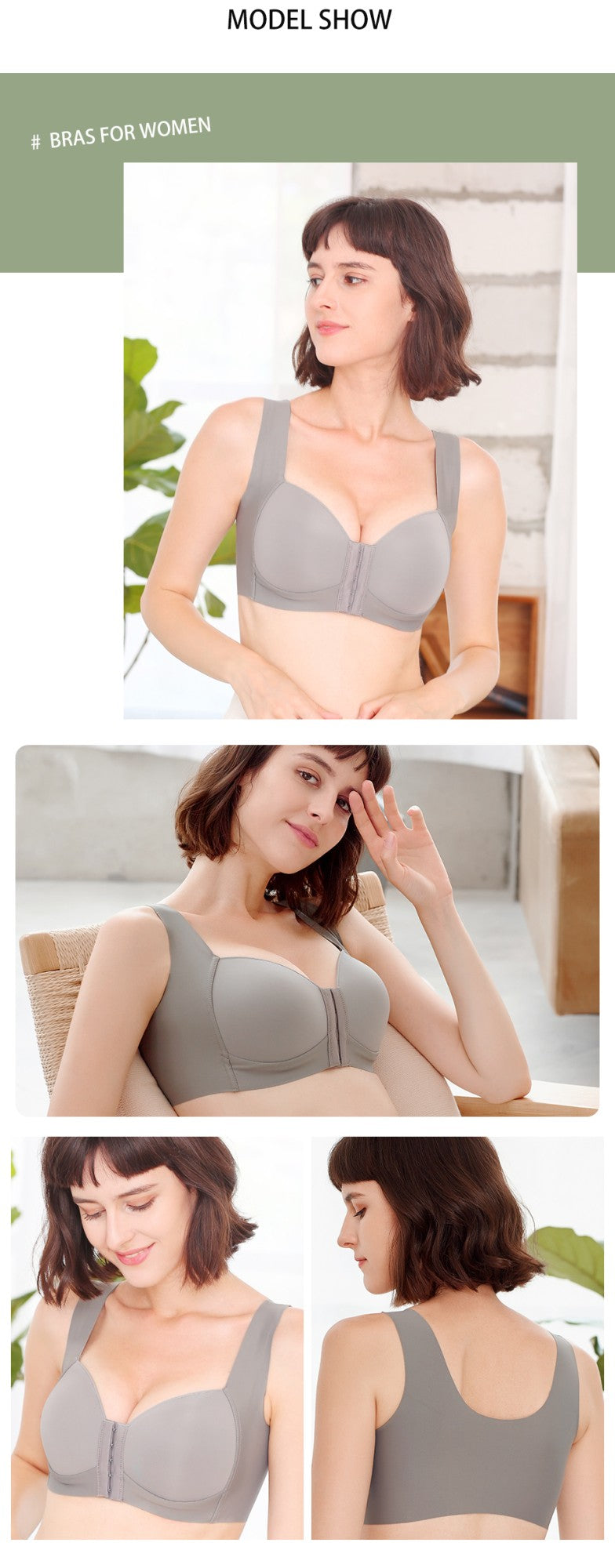 Fallsweet Front Closure Wireless Push-Up Bra