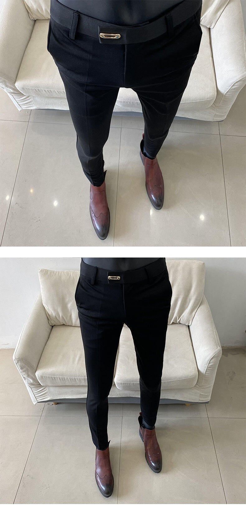 QUHNBGY Men's Slim-Fit Suit Pants