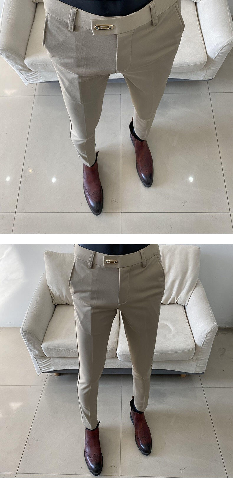 QUHNBGY Men's Slim-Fit Suit Pants
