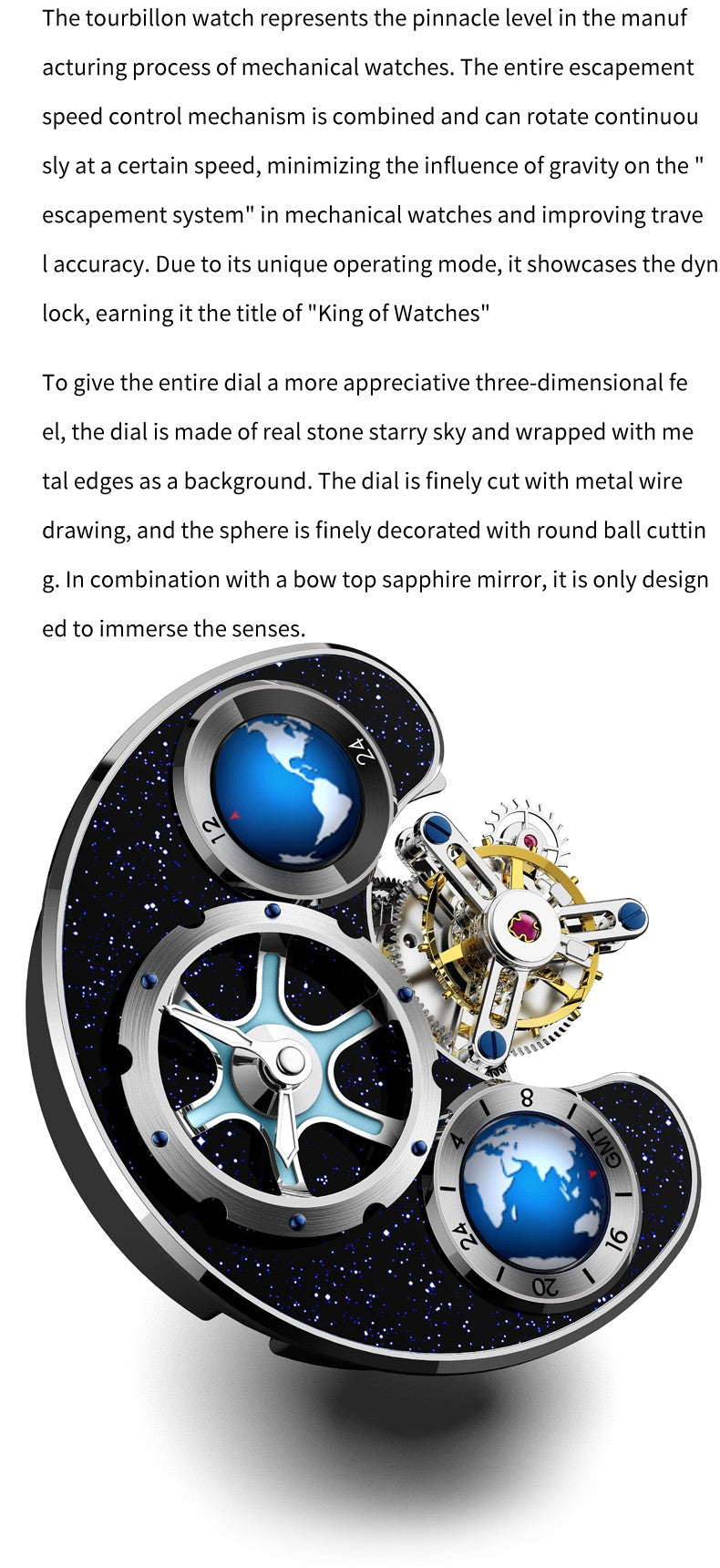 Ideal Knight Top Brand Luxruy Men's Watch Advanced Tourbillon Automatic Mechanical Watch Waterproof Luminous Dual Region Time