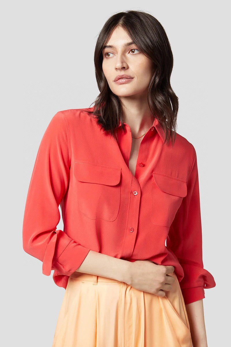 39 colors option draped sand-washed mulberry silk shirt blouse women classic