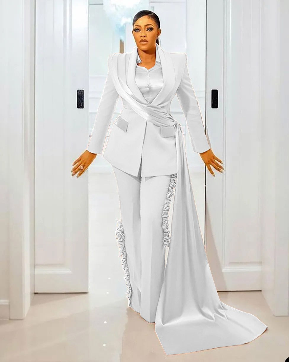 Special Design Women's Pants Suits Plus Size Wedding Blazer Jacket with Wraps Custom Wedding Guest Wear Slim Fit 2 Pieces Special Design Women's Pants Suits Plus Size Wedding Blazer Jacket with Wraps Custom Wedding Guest Wear Slim Fit 2 Pieces