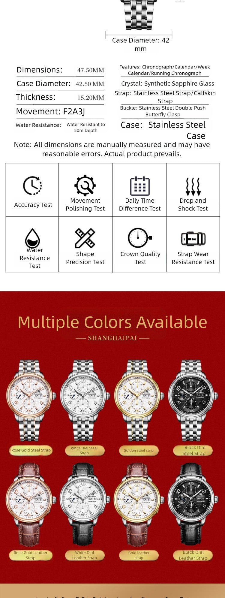 Shanghai 9001 Mechanical Chronograph Watch