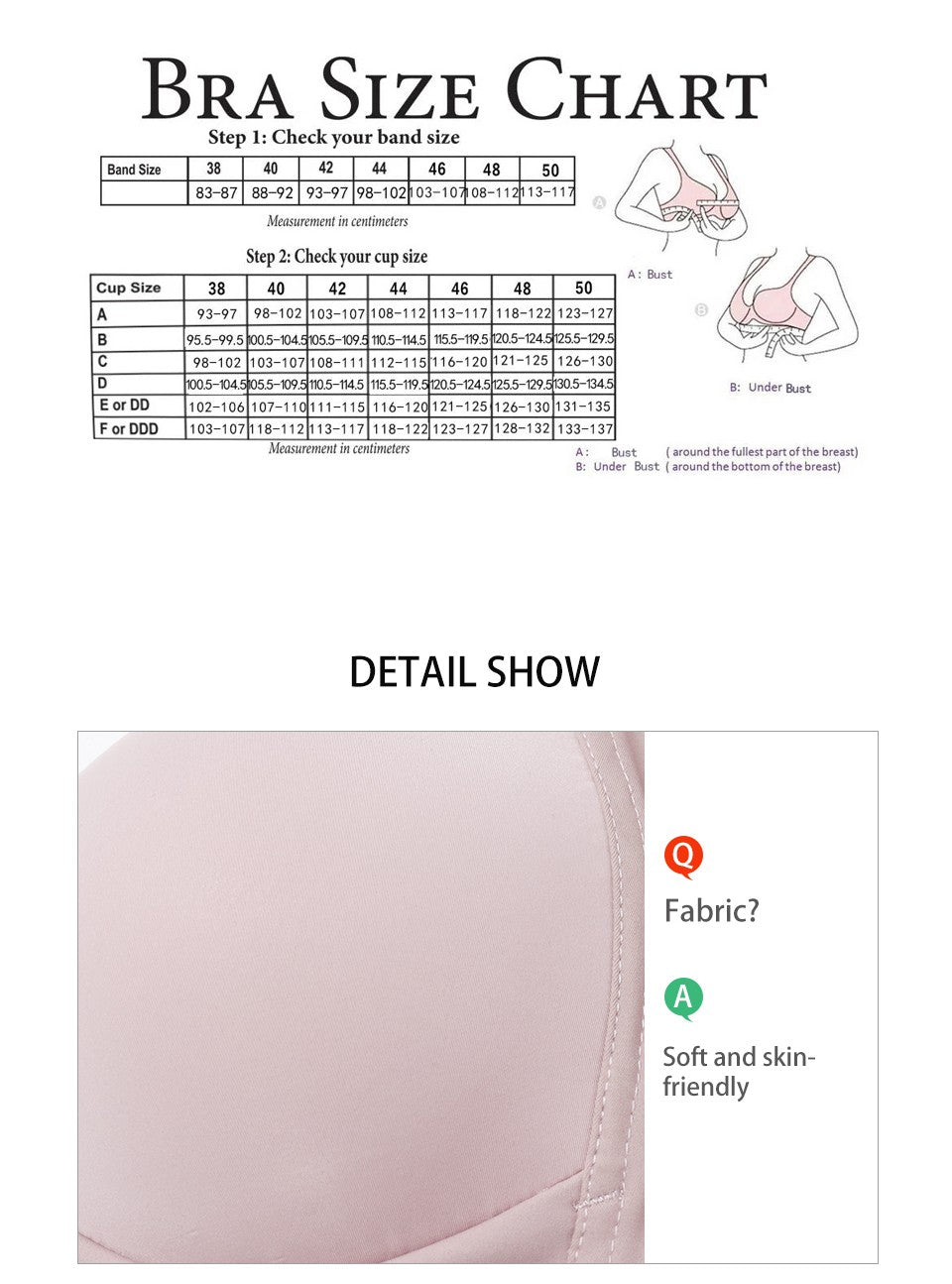 Fallsweet Front Closure Wireless Push-Up Bra