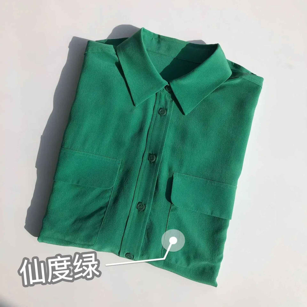 39 colors option draped sand-washed mulberry silk shirt blouse women classic