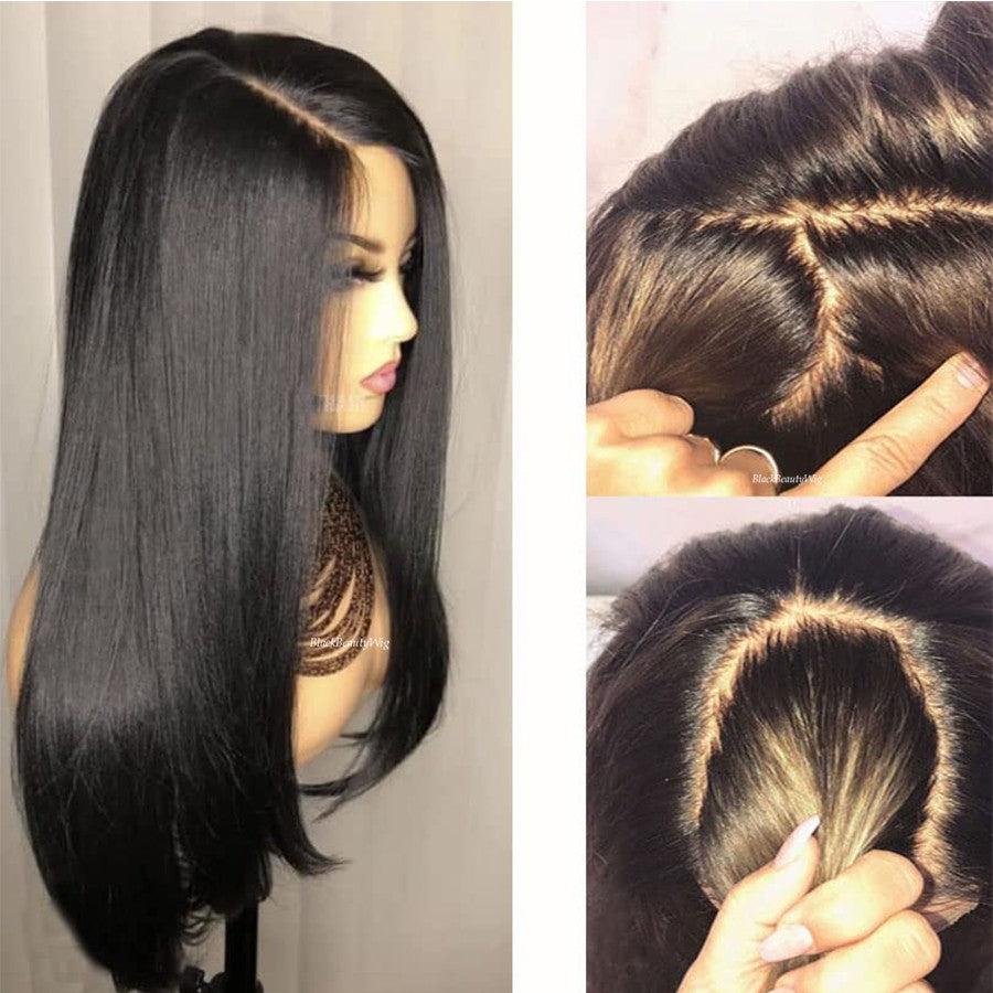 TPFHR Medium Straight Peruvian Human Hair Wig