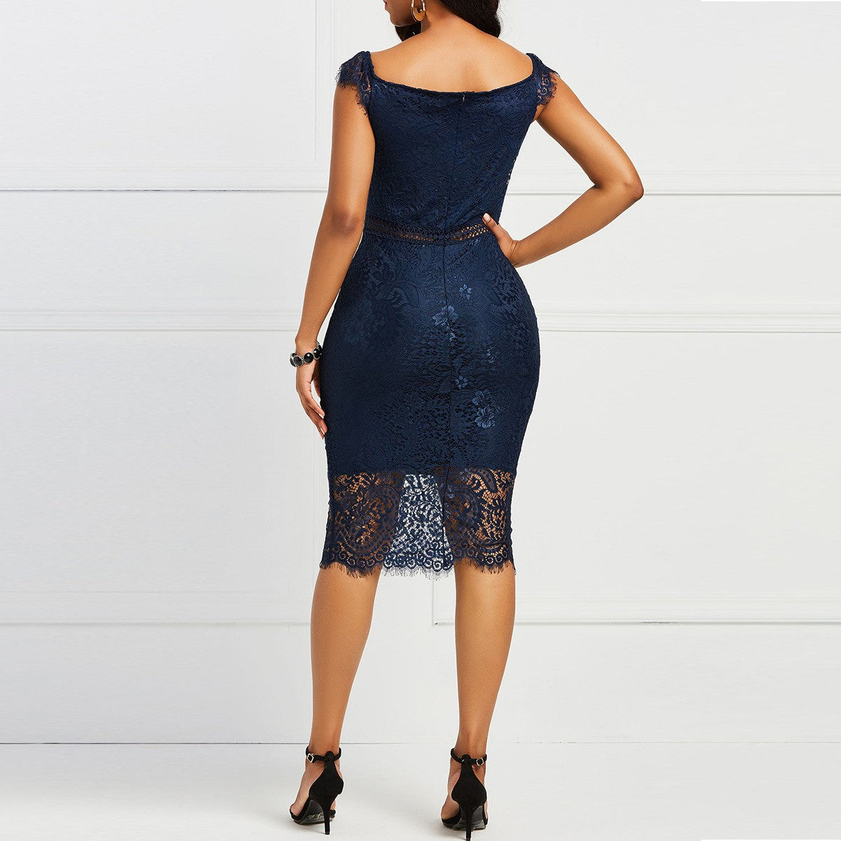 Women's summer sexy short-sleeved V-neck lace dress casual fashion women's slim dress Women's summer sexy short-sleeved V-neck lace dress casual fashion women's slim dress