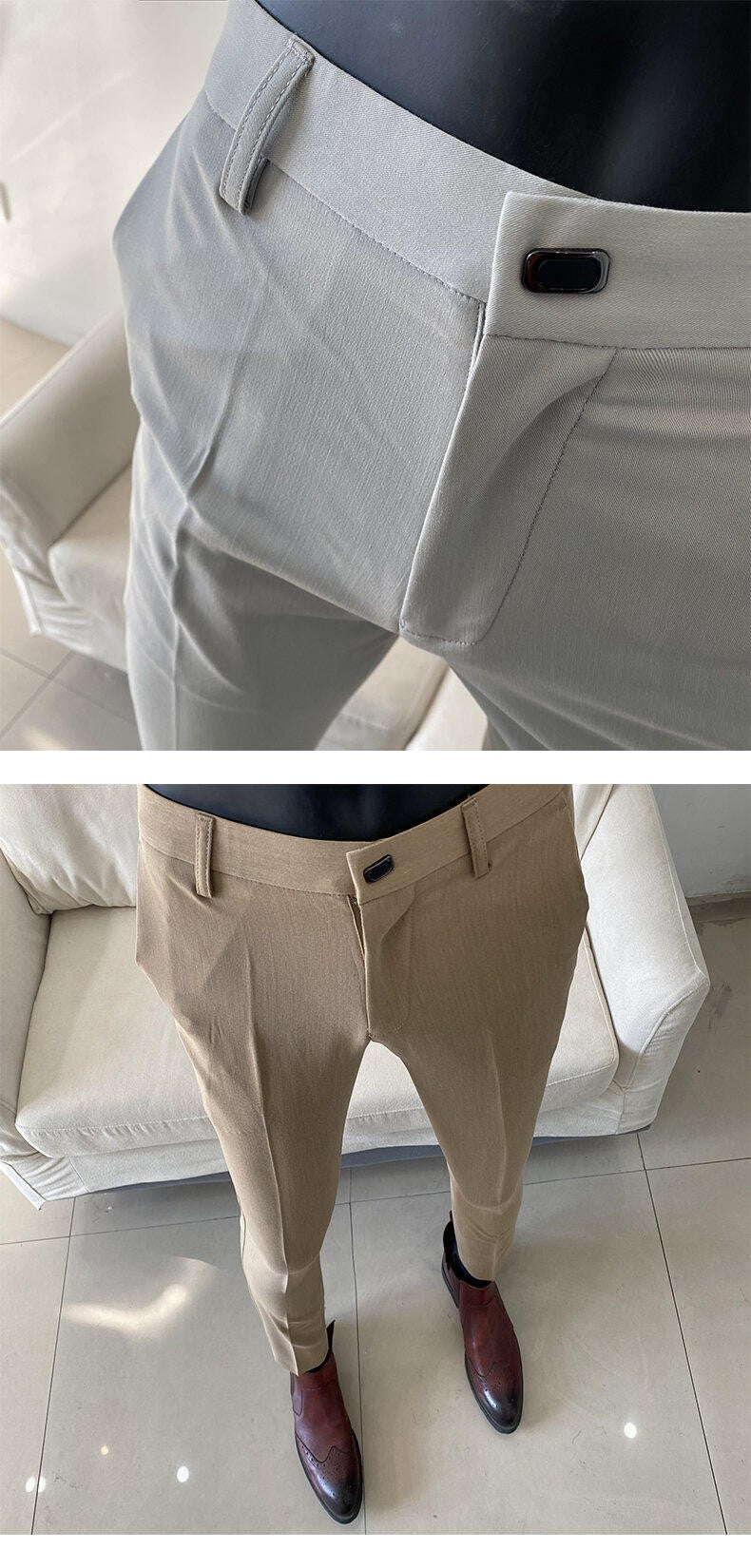 QUHNBGY Men's Slim-Fit Suit Pants