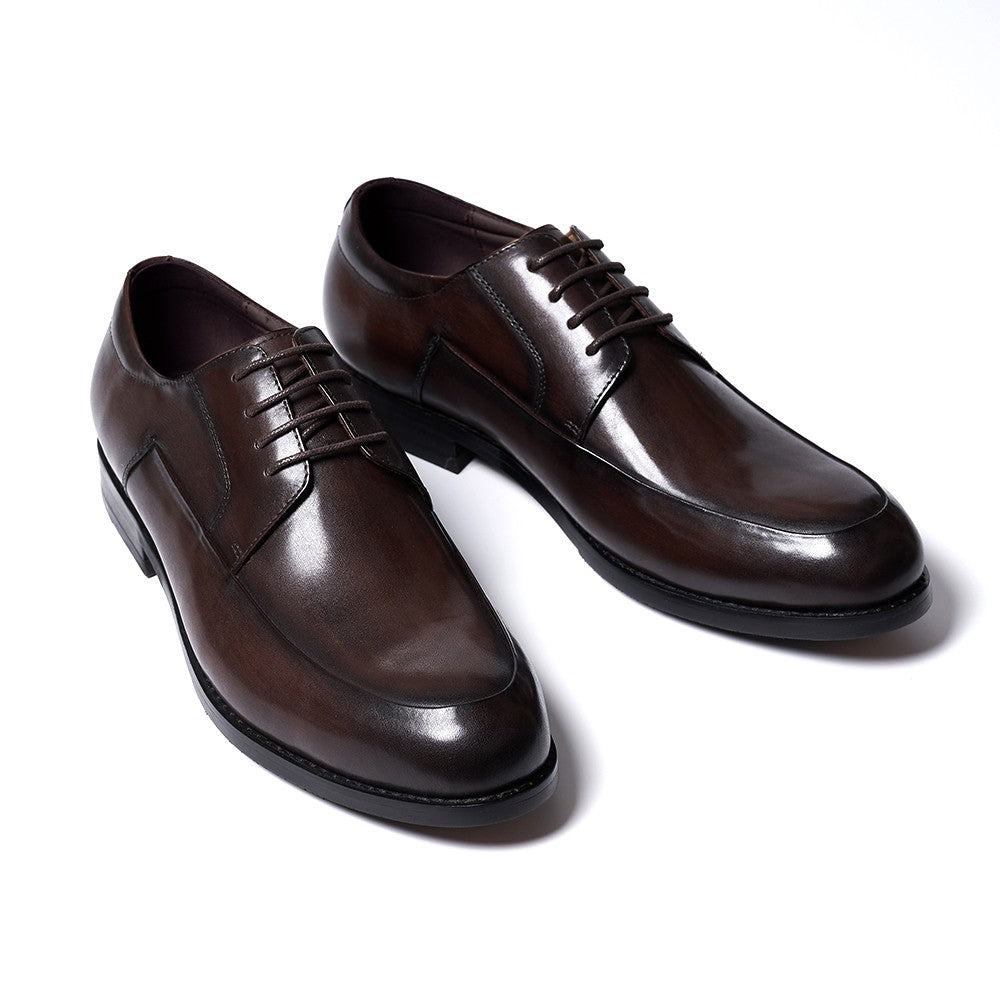 Sapatos derby masculinos estilo italiano, feitos à mão, couro genuíno, bico l