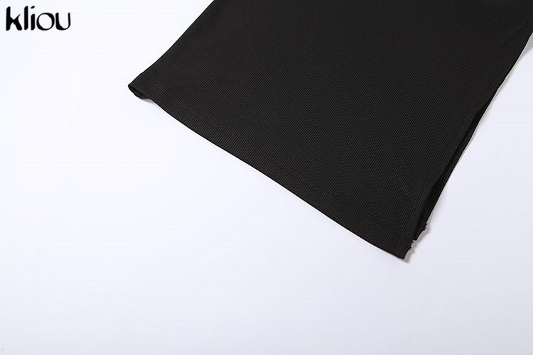 Kliou elegante senhora do escritório maxi vestido feminino sólido moda turn-do