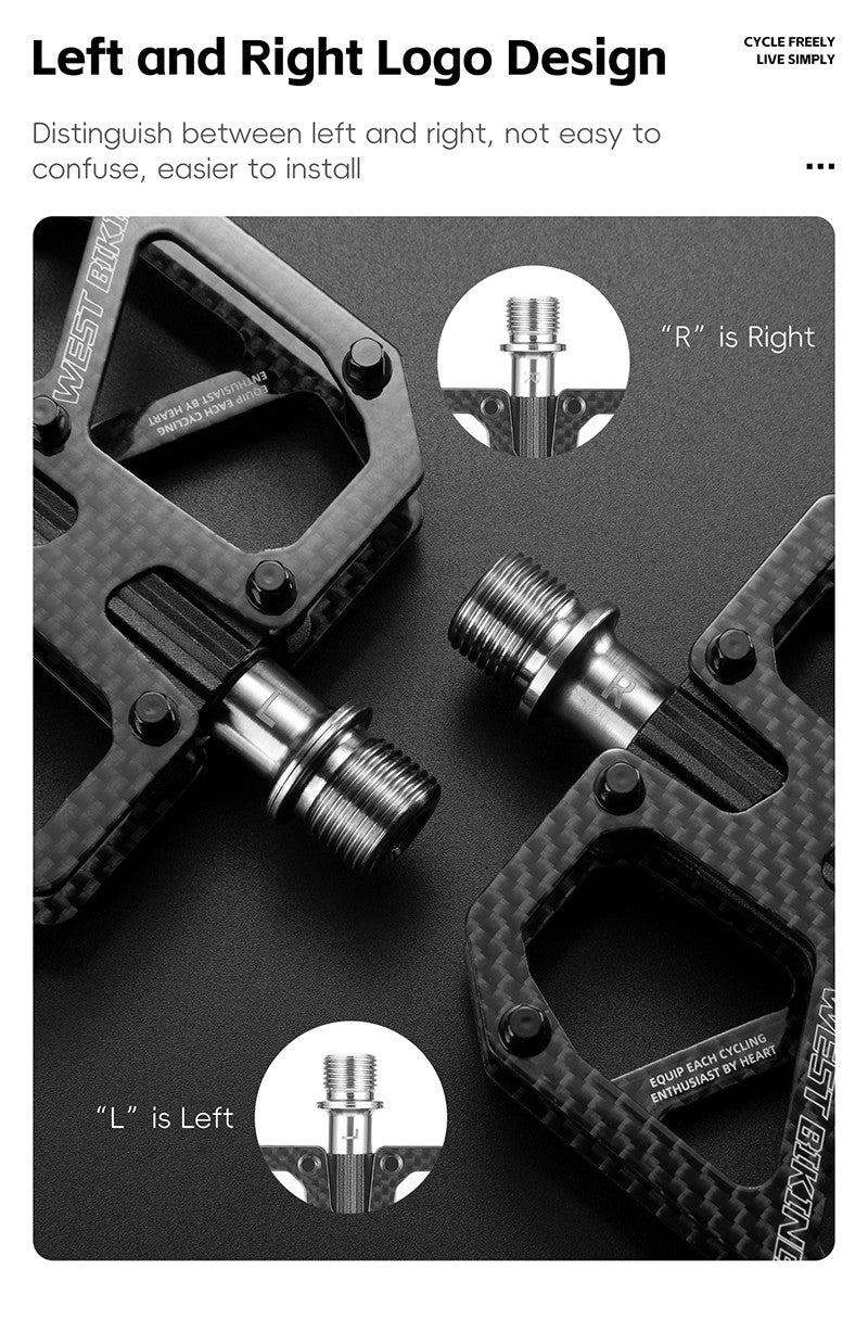West Biking Carbon Fiber Ultralight Pedals