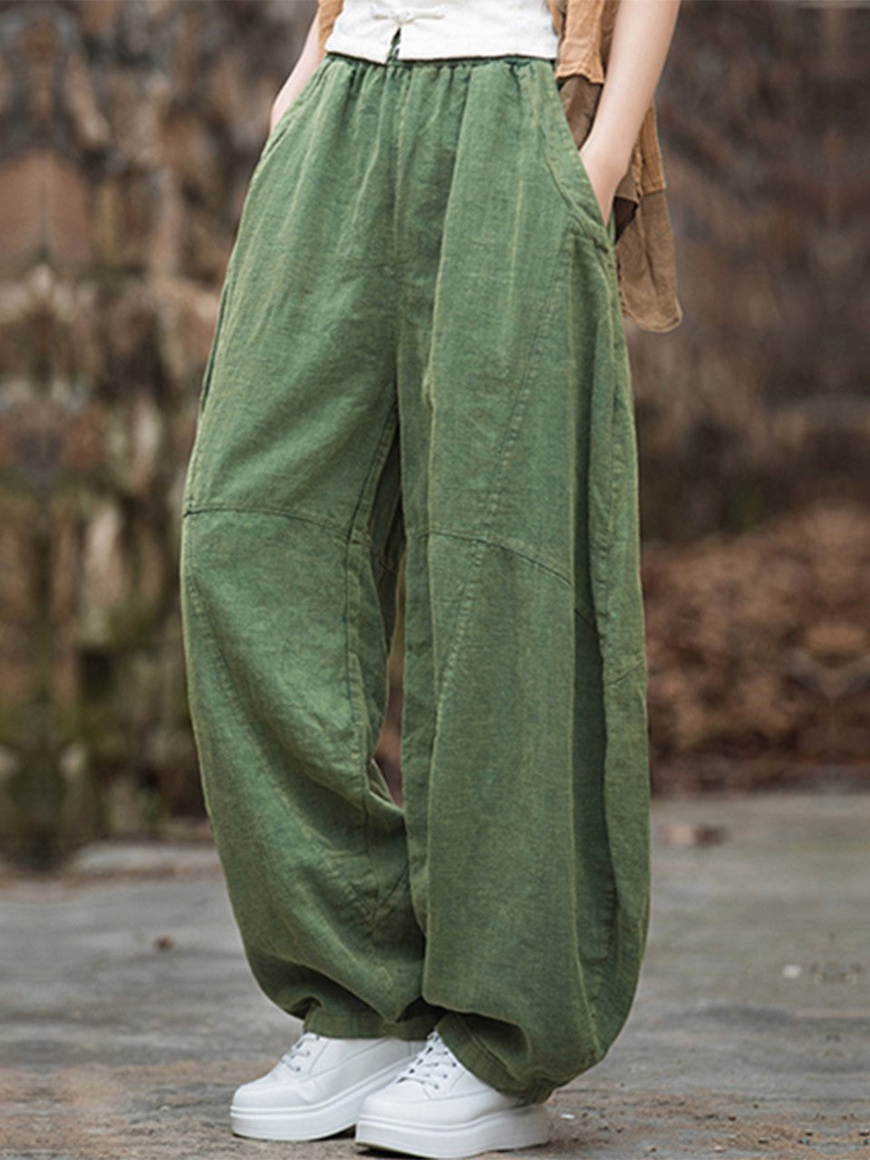 Women's Cotton Loose Wide Leg Pants, Vintage Yoga Pants with Elastic Waist Wide Leg Loose Wide Leg, StylishWomen's Cotton Loose Wide Leg Pants, Vintage Yoga Pants with Elastic Waist Wide Leg Loose Wide Leg, Stylish
