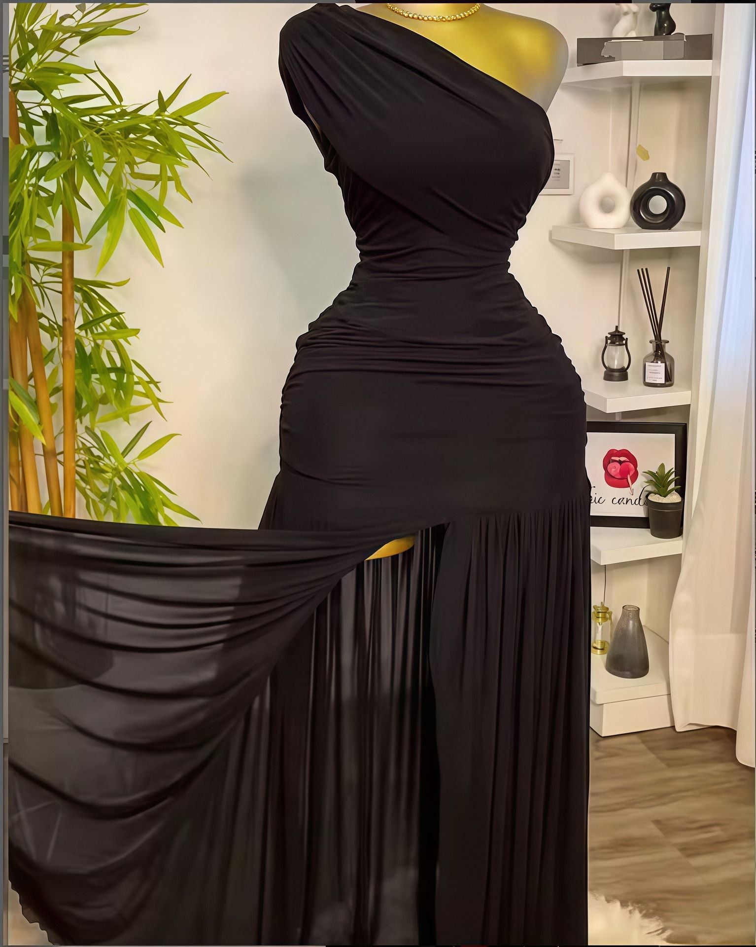 Elegant Sexy Night Club Party Holiday Maxi Dress for Women Elegant Slant Collar One Sleeve Off Shoulder Mesh Slit Long Dresses Elegant Sexy Night Club Party Holiday Maxi Dress for Women Elegant Slant Collar One Sleeve Off Shoulder Mesh Slit Long Dresses