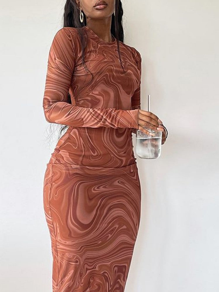 Long Sleeve Bodycon Dresses for Women Evening Party Outfits O Neck Mid Calf Sexy Vestidos De Mujer One Piece Outfits StreetwearLong Sleeve Bodycon Dresses for Women Evening Party Outfits O Neck Mid Calf Sexy Vestidos De Mujer One Piece Outfits Streetwear