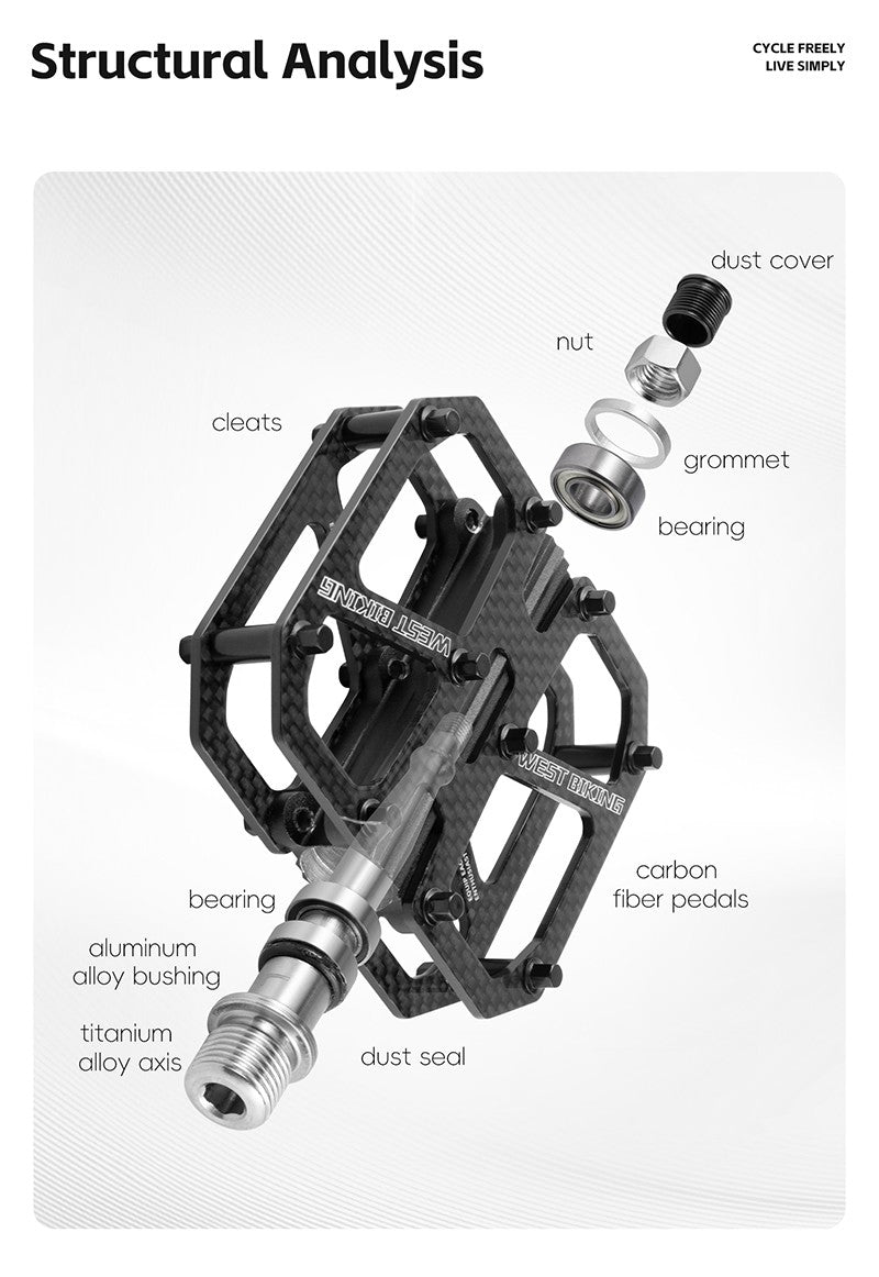 West Biking Carbon Fiber Ultralight Pedals