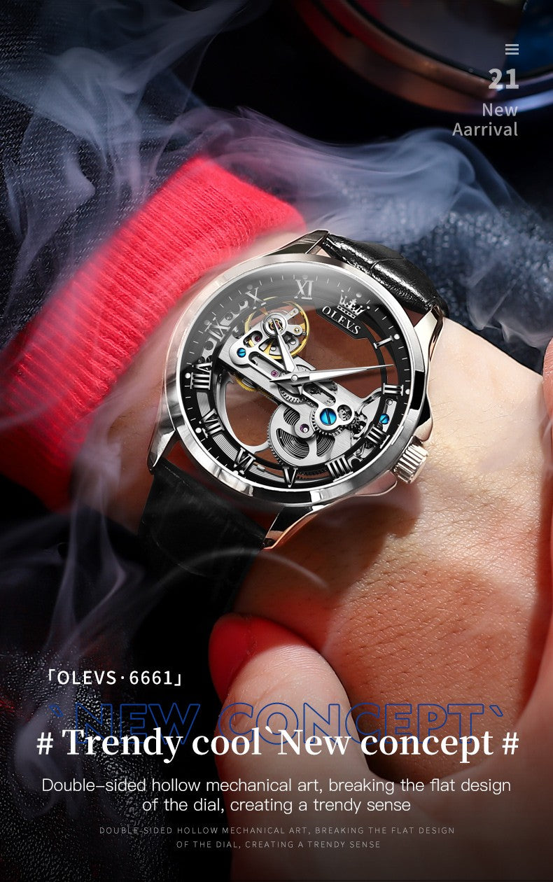 OLEVS Men's Skeleton Mechanical Watch
