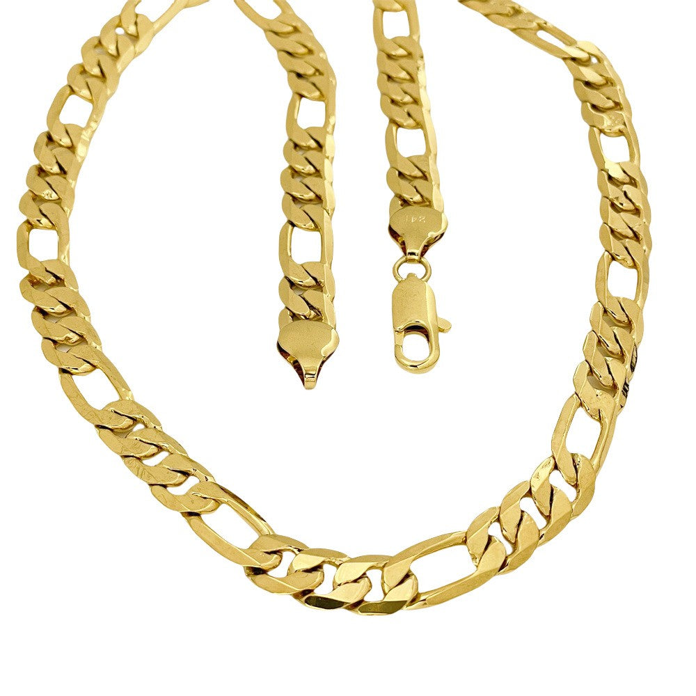 Luxury 24K 9999 Pure Gold Real Gold 10MM Three Than One Geometric Necklace Men and WomenLuxury 24K 9999 Pure Gold Real Gold 10MM Three Than One Geometric Necklace Men and Women