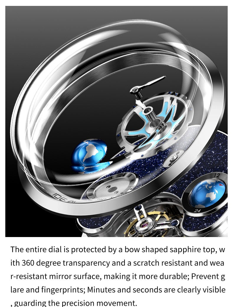 Ideal Knight Top Brand Luxruy Men's Watch Advanced Tourbillon Automatic Mechanical Watch Waterproof Luminous Dual Region Time