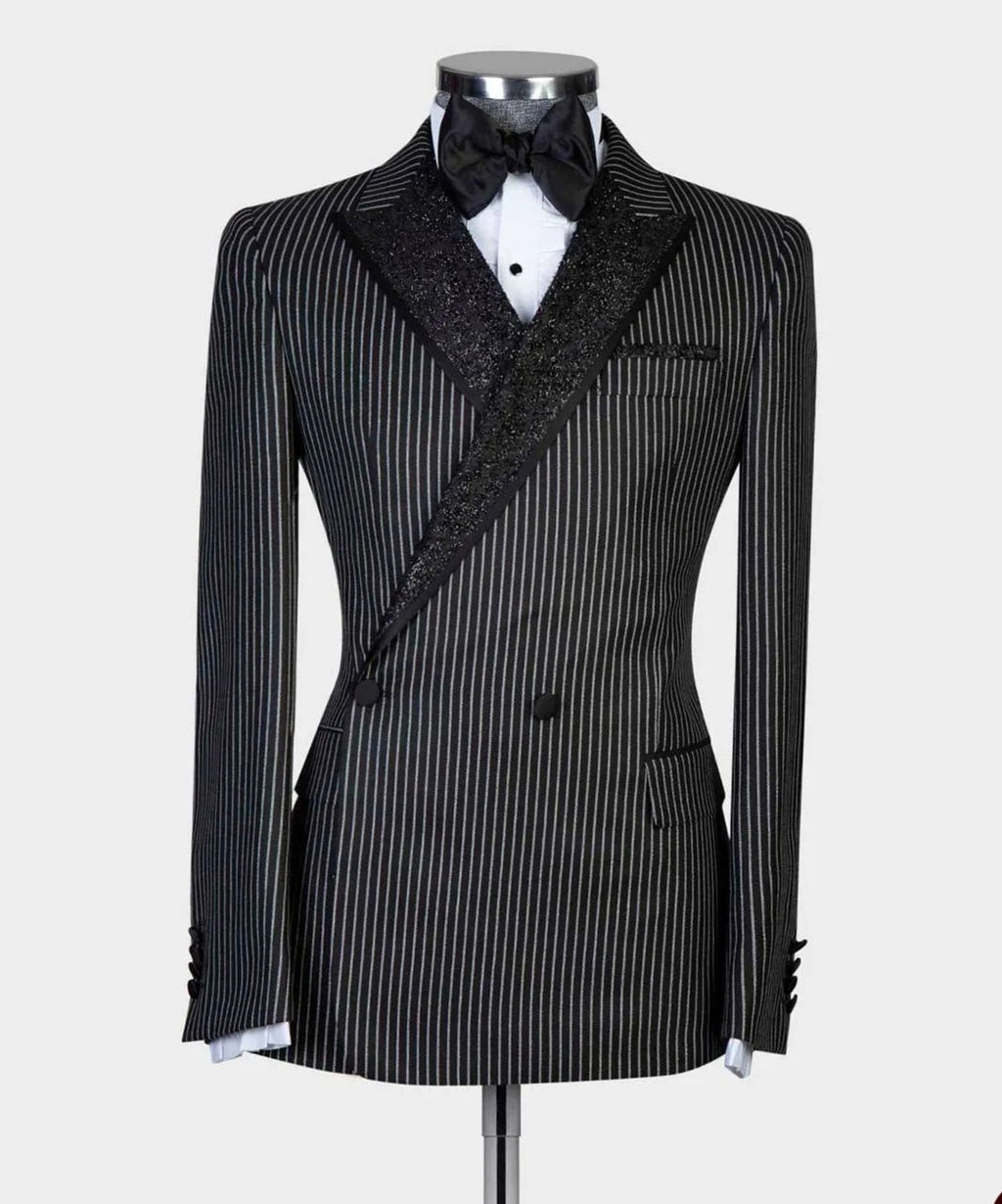 Stripes men's suits 2 pieces peak shiny lapel blazer custom suits formal wedding groom tuxedo party show men's prom suits Stripes men's suits 2 pieces peak shiny lapel blazer custom suits formal wedding groom tuxedo party show men's prom suits