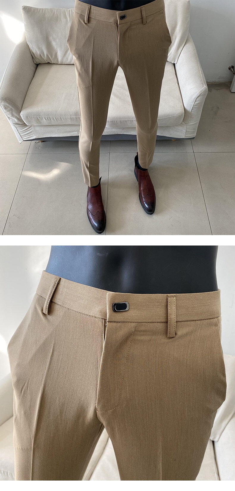 QUHNBGY Men's Slim-Fit Suit Pants