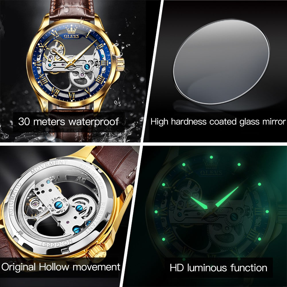 OLEVS Men's Skeleton Mechanical Watch