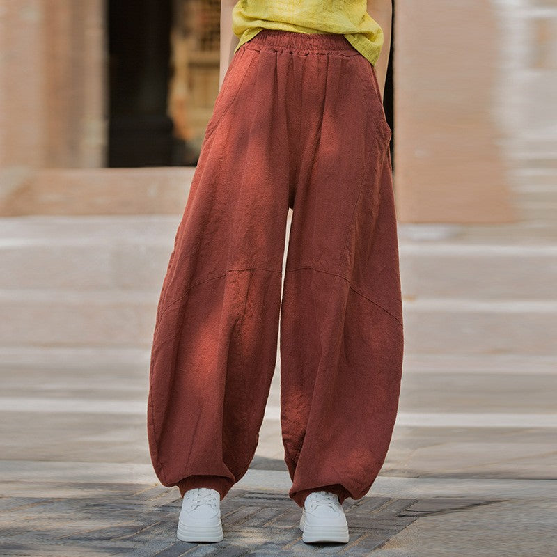 Women's Cotton Loose Wide Leg Pants, Vintage Yoga Pants with Elastic Waist Wide Leg Loose Wide Leg, StylishWomen's Cotton Loose Wide Leg Pants, Vintage Yoga Pants with Elastic Waist Wide Leg Loose Wide Leg, Stylish