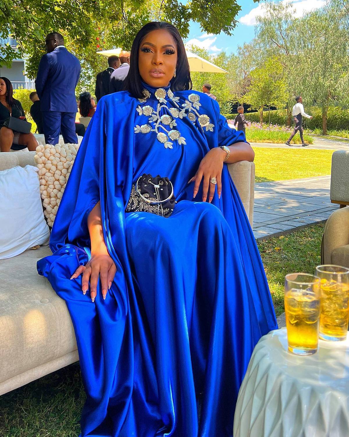 Vintage Beaded Women's Evening Dresses Plus Size Sleeves Cape One Piece Dress