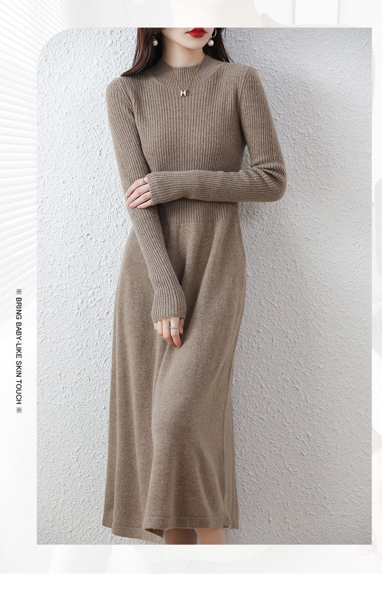 Sweater skirt women's long high-end 100% pure cashmere autumn and winter waist bottom shirt knitted dress Sweater skirt women's long high-end 100% pure cashmere autumn and winter waist bottom shirt knitted dress