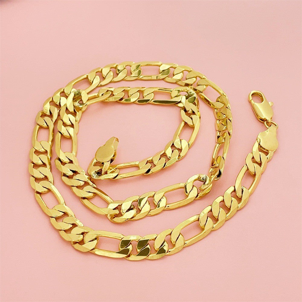 Luxury 24K 9999 Pure Gold Real Gold 10MM Three Than One Geometric Necklace Men and WomenLuxury 24K 9999 Pure Gold Real Gold 10MM Three Than One Geometric Necklace Men and Women