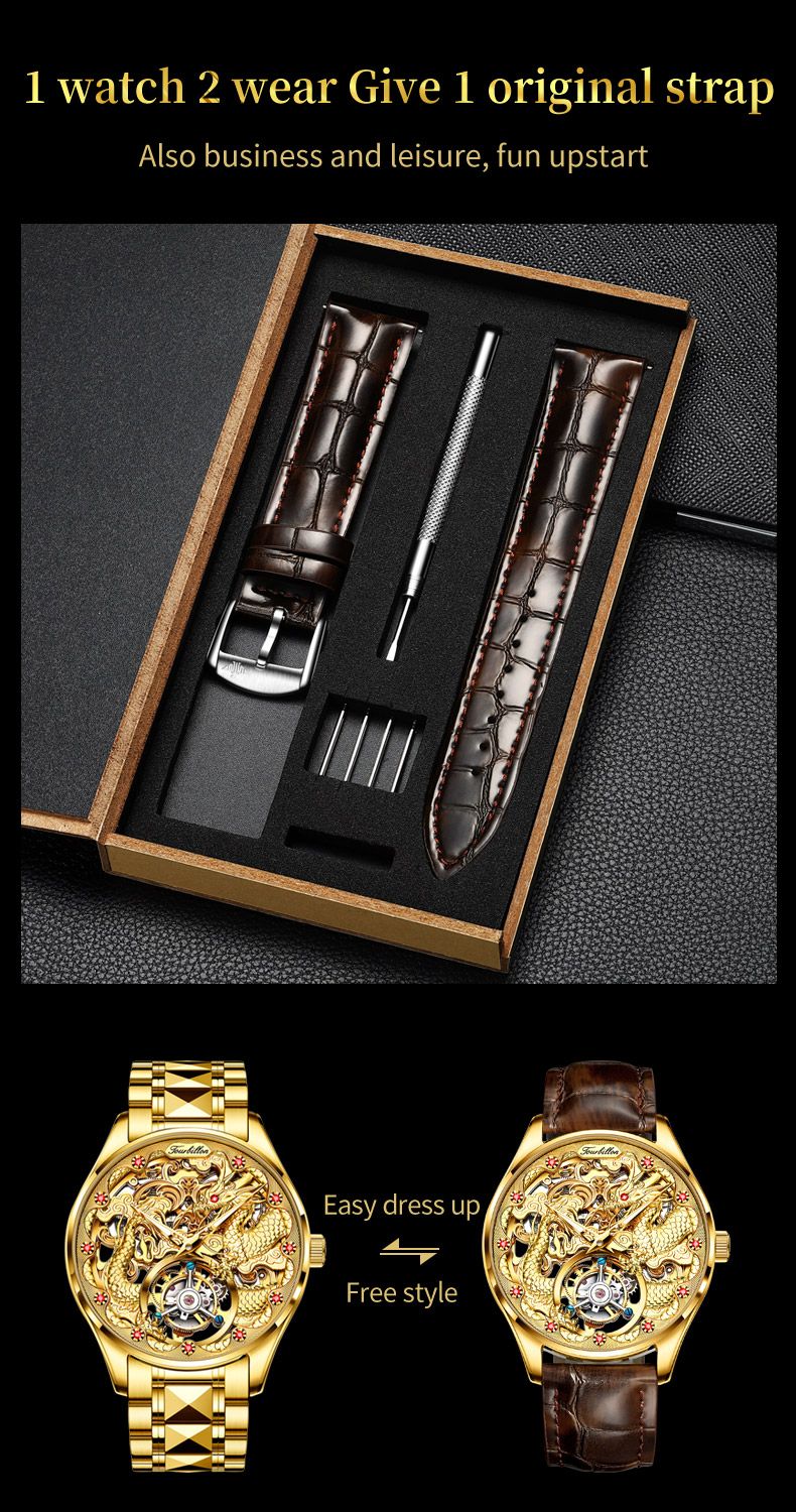 OUPINKE 3176 Tourbillon Watch Men 3D Carved Dragon Tungsten Steel Waterproof Wristwatches Top Layer Swiss Certification Watches OUPINKE 3176 Tourbillon Watch Men 3D Carved Dragon Tungsten Steel Waterproof Wristwatches Top Layer Swiss Certification Watches