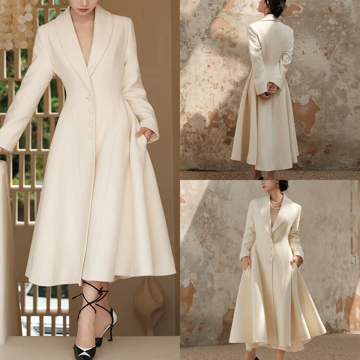 Blazer de lã vintage vestido feminino uma linha branco formal outwear casaco xa