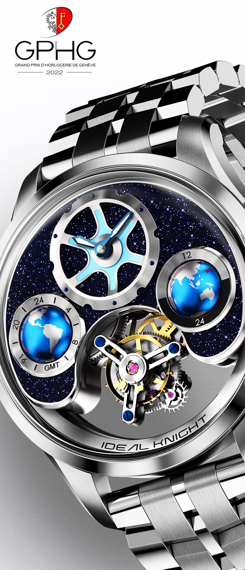 Ideal Knight Top Brand Luxruy Men's Watch Advanced Tourbillon Automatic Mechanical Watch Waterproof Luminous Dual Region Time