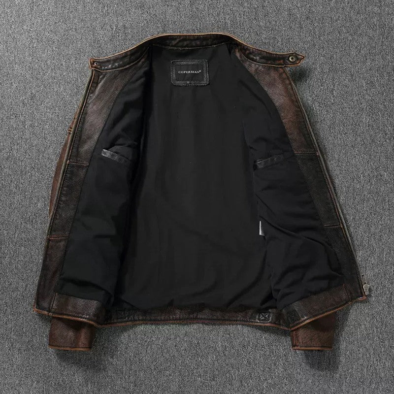 COPERSIAN Men's Cowhide Leather Jacket