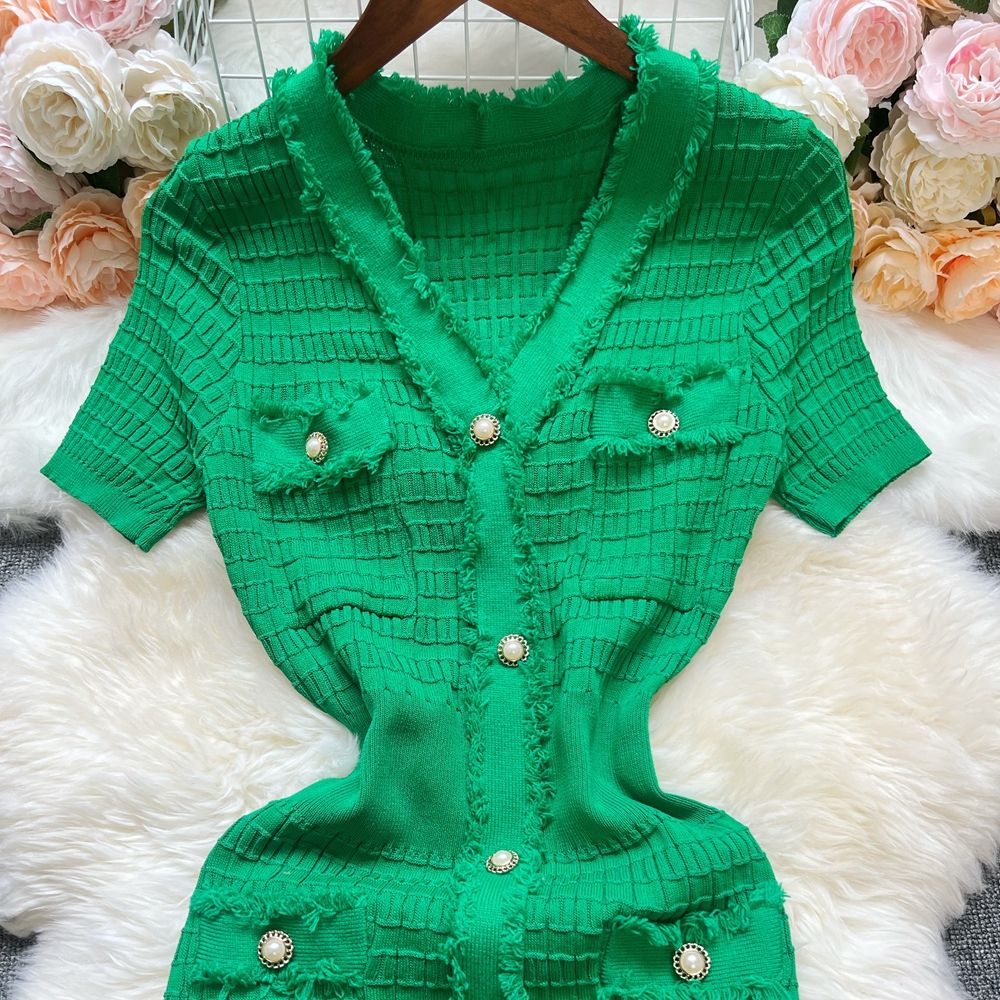 YuooMuoo Chic Fashion Sexy Package Hips Knitted Dress Women V-Neck Single Breasted Bodycon Sweater Dress Office Lady Dresses YuooMuoo Chic Fashion Sexy Package Hips Knitted Dress Women V-Neck Single Breasted Bodycon Sweater Dress Office Lady Dresses
