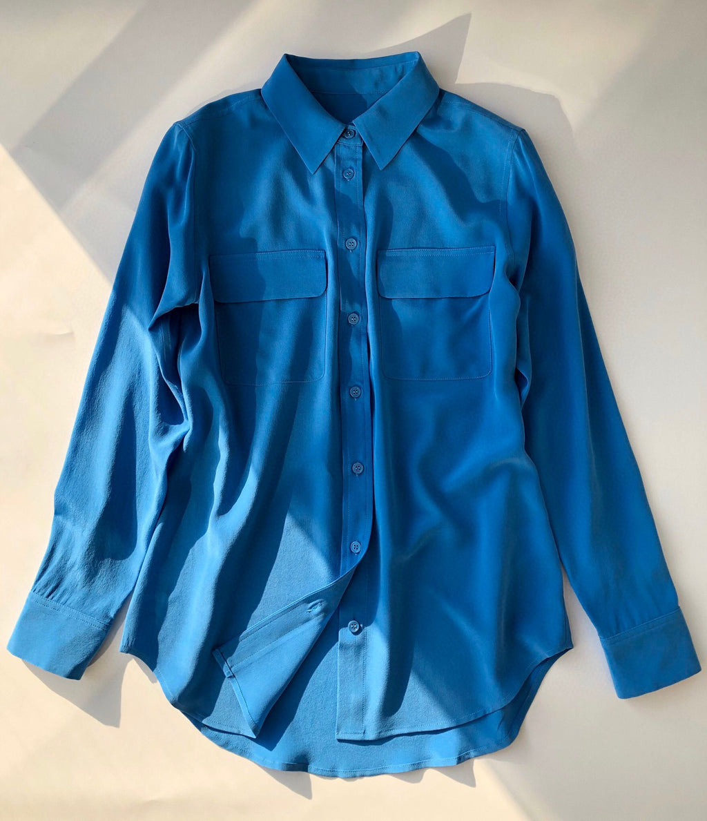 39 colors option draped sand-washed mulberry silk shirt blouse women classic