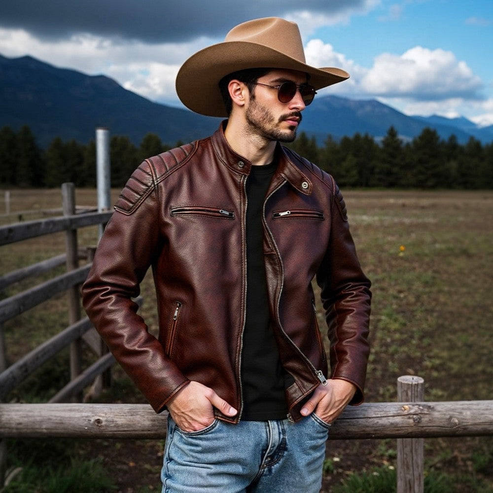 Men's Casual Cowhide Leather Jacket