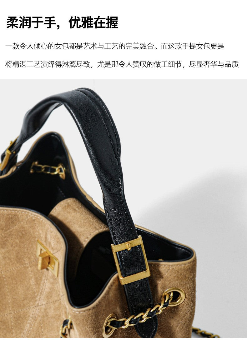 LZJV Women's Genuine Leather Bucket Bag