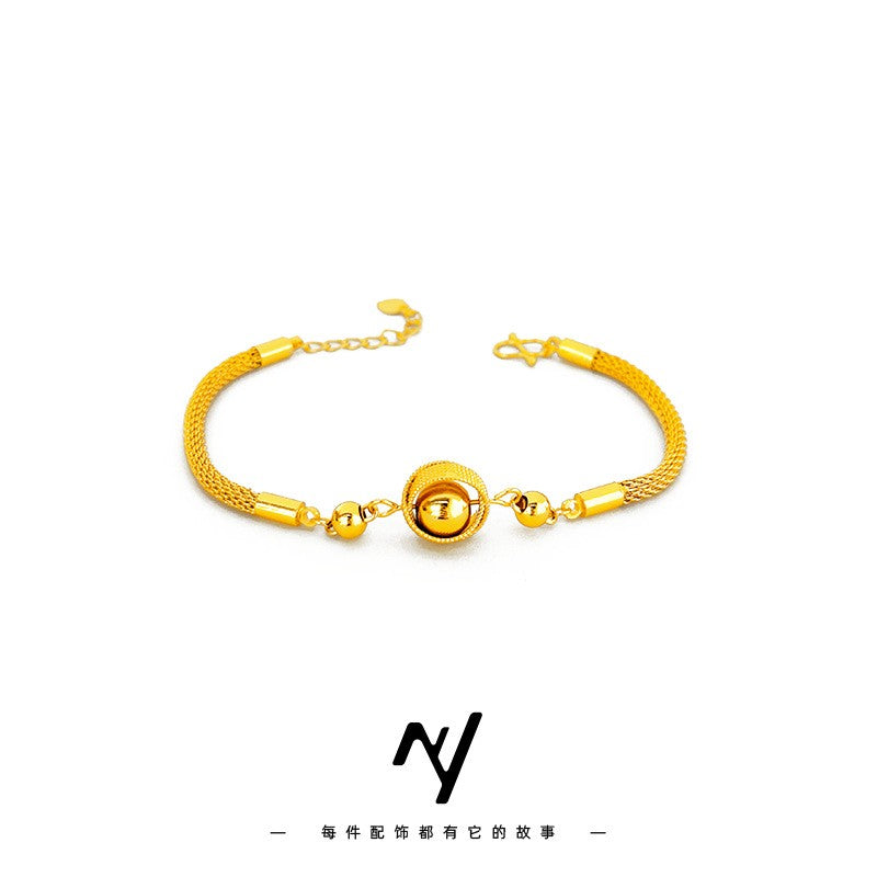 Palace Style 9999 24K Real Gold Braided Bird's Nest Carriage Bead Bracelet for Women 18K Gold Fashion High-End Palace Style 9999 24K Real Gold Braided Bird's Nest Carriage Bead Bracelet for Women 18K Gold Fashion High-End