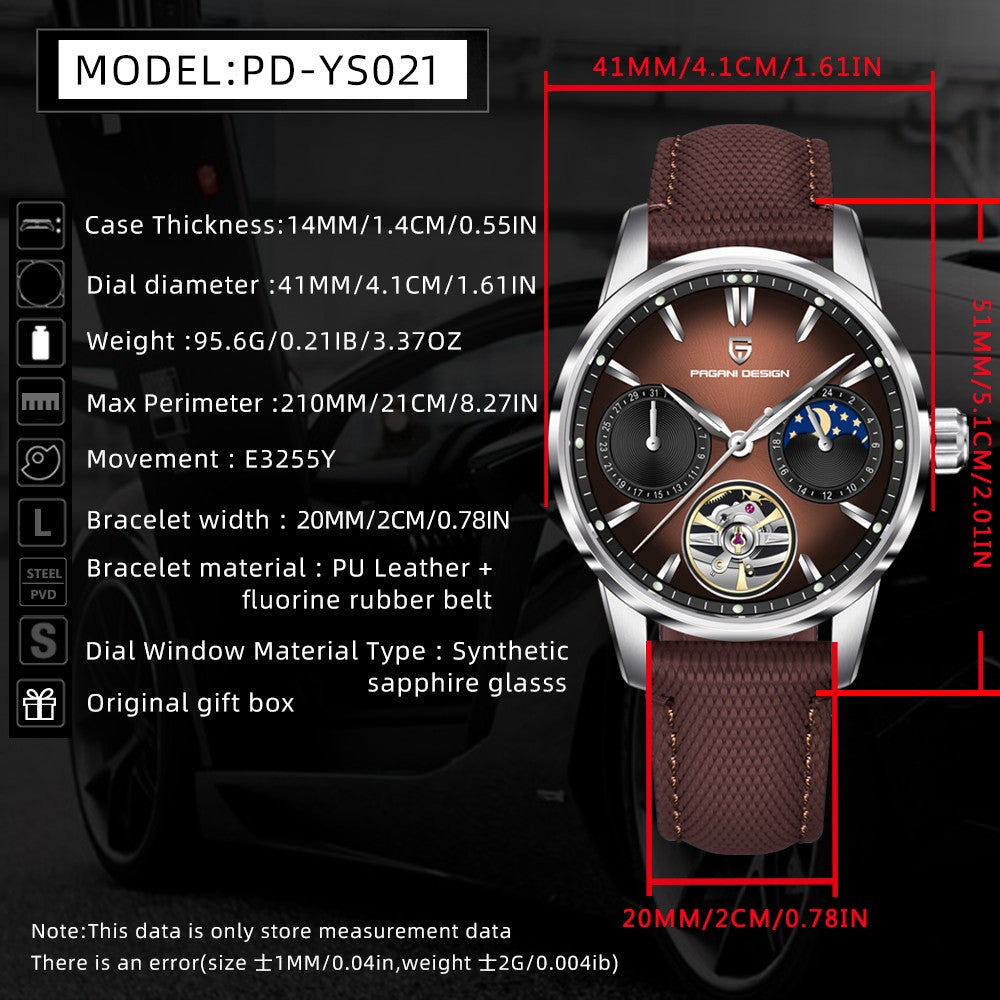PAGANI DESIGN PD-YS021: Luxury Skeleton Mechanical Watch