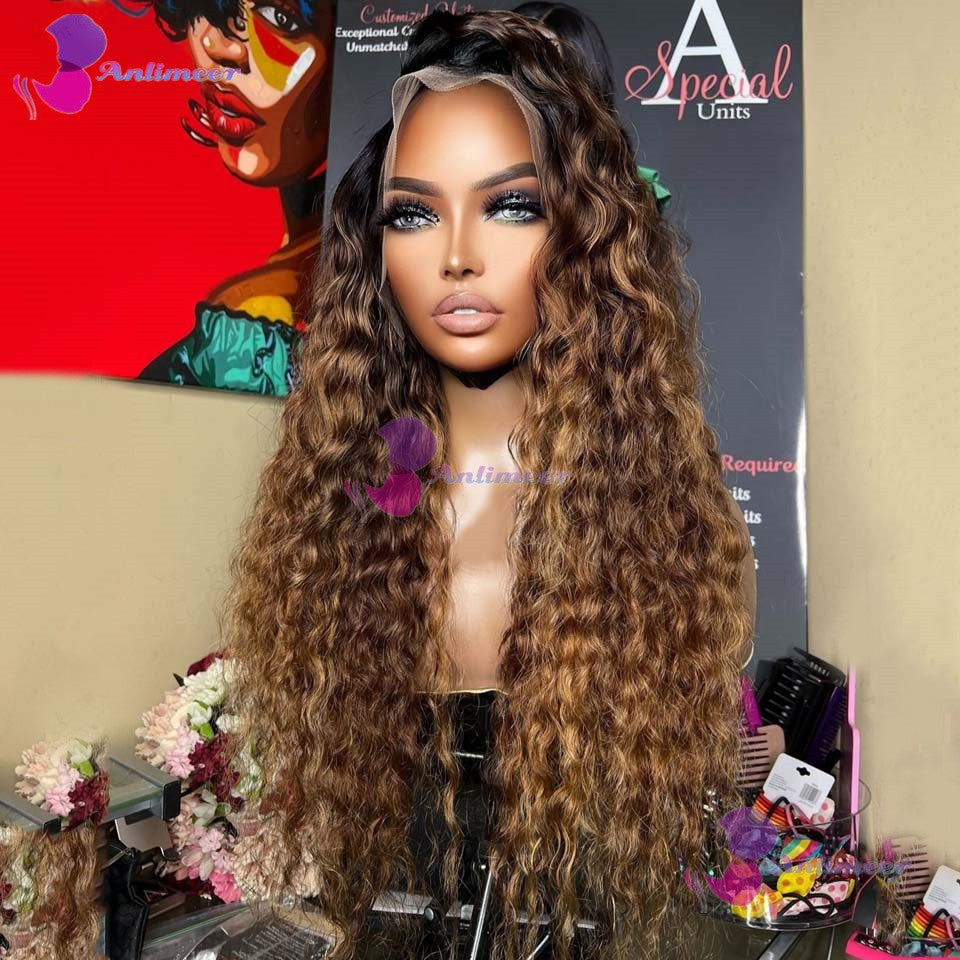 Anlimeer Long Curly Brazilian Human Hair Wig
